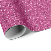 Papier Cadeau Faux Pailleté Rose Chaud (Coin rond)