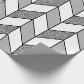 Papier Cadeau Faux Parties scintillant Argent Herringbone Chevro (Coin)