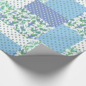 Papier Cadeau Faux Patchwork Bleu Vert Blanc Snowdrop Motif (Coin)