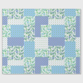 Papier Cadeau Faux Patchwork Bleu Vert Blanc Snowdrop Motif (Plat)
