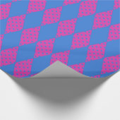 Papier Cadeau Faux-Patchwork : Pois bleus sur rose (Coin)