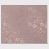 Papier Cadeau Faux Rose Gold Floral Blush Red Bean Bride (Plat)