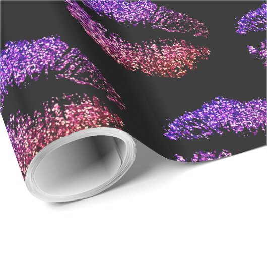 Papier Cadeau Faux rose violet Parties scintillant Look Lièvres (Coin rond)