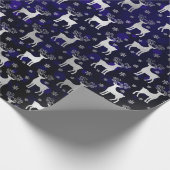 Papier Cadeau Faux Silver Foil Noël Reindeer & livre bleu (Coin)