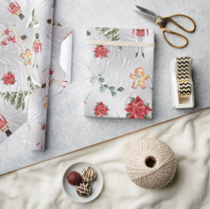 Papier Cadeau Faux Silver Foil Nutcracker & Amis & Flore