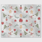 Papier Cadeau Faux Silver Foil Nutcracker & Amis & Flore (Plat)