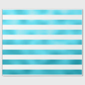 Papier Cadeau Faux Turquoise Bleu Blanc Horizontal Aqua Stripes (Plat)