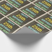 Papier Cadeau Faux Wood, Peint Texte Look, 25e anniversaire + No (Coin)