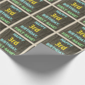 Papier Cadeau Faux Wood, Peint Texte Look, 3e anniversaire + nom (Coin)