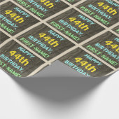 Papier Cadeau Faux Wood, Peint Texte Look, 44e anniversaire + No (Coin)