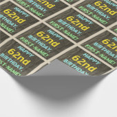 Papier Cadeau Faux Wood, Peint Texte Look, 62e anniversaire + No (Coin)