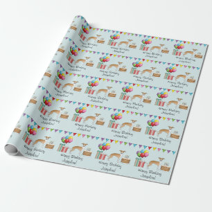 Papier Cadeau Fawn et blanc italien Greyhound Anniversaire color