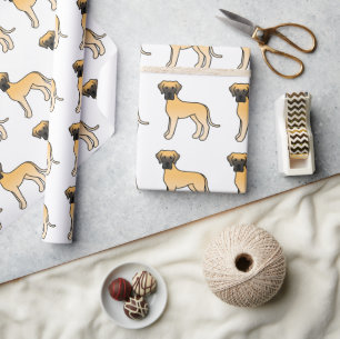 Papier Cadeau Fawn Great Dane mignon Motif de dessin de chien