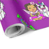 Papier Cadeau Fée Capriceuse Violette, Fleurs, Papillons (Coin rond)