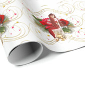 Papier Cadeau Fée de Noël en or (Coin rond)