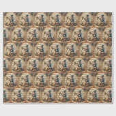 Papier Cadeau Fée de Noël Jouer une harpe (Plat)