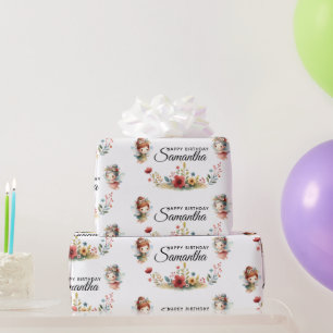 Papier Cadeau Fée enchantée Jardin Fille fête d'anniversaire