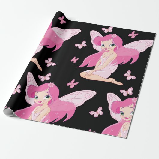 Papier Cadeau Fée Et Papillons (Déroulé)