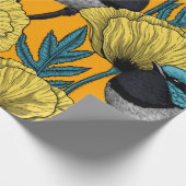 Papier Cadeau Fée et pavots en jaune (Coin)
