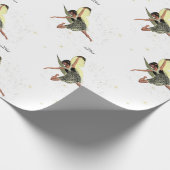 Papier Cadeau Fée Fille Avec Des Ailes Jaunes Enveloppant Papier (Coin)