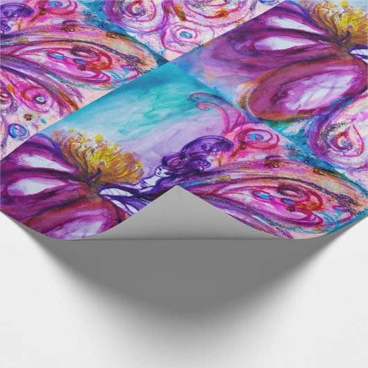 PAPIER CADEAU FÉE FLEUR MIGNONNE ET FANTAISISTE EN ROSE, ÉCLATS  (Coin)