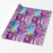 PAPIER CADEAU FÉE FLEUR MIGNONNE ET FANTAISISTE EN ROSE, ÉCLATS  (Déroulé)