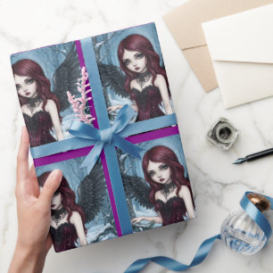 Papier Cadeau Fée gothique Fantastique sombre Fête de vacances