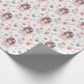 Papier Cadeau Fée mignonne en Casquette d'anniversaire, Fleurs,  (Coin)