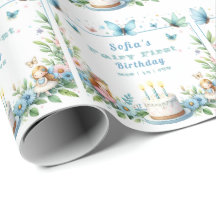 Fée Papillon Pastel Bleu Premier Anniversaire -