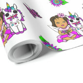 Papier Cadeau Fée Whimsical Violet, Fleurs, Papillons (Coin rond)