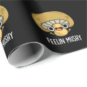 Papier Cadeau Feelin Mushy Funny Mushroom Pun Dark BG (Coin rond)