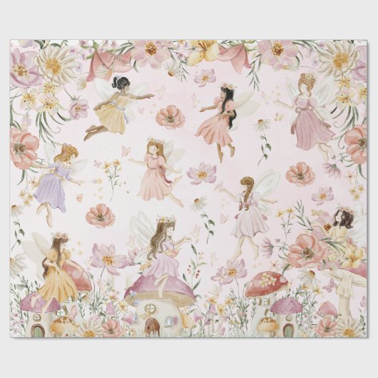 Papier Cadeau Fées de mûre de Whimsical Fleur sauvage Garden Mea (Plat)