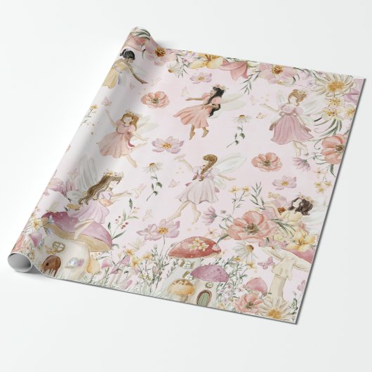 Papier Cadeau Fées de mûre de Whimsical Fleur sauvage Garden Mea (Déroulé)