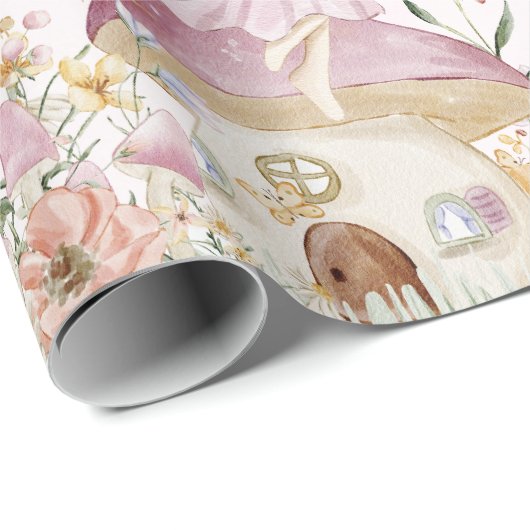 Papier Cadeau Fées de mûre de Whimsical Fleur sauvage Garden Mea (Coin rond)
