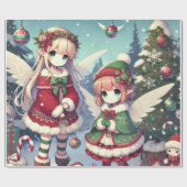 Papier Cadeau Fées d'hiver Noël (Plat)