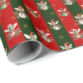 Papier Cadeau Fées mignonnes sur les ornements de Noël (Coin rond)