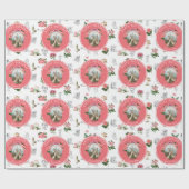 Papier Cadeau Fées Rose Floral Champignons Fairy Castle Annivers (Plat)