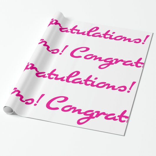 Papier Cadeau Félicitation ! Script Décontracté rose chaud (Déroulé)