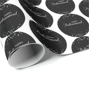 Papier Cadeau Félicitations à la retraite Noir avec étincelle d'