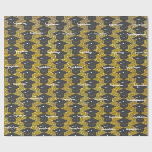 Papier Cadeau Félicitations au Casquette Parties scintillant d'o (Plat)