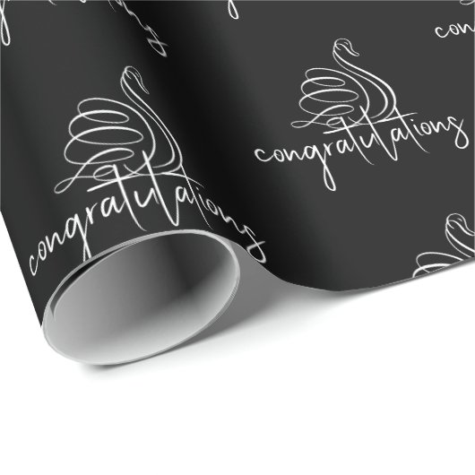 Papier Cadeau Félicitations au cygne mariage (Coin rond)