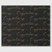 Papier Cadeau Félicitations aux lettres Black et Gold modernes (Plat)