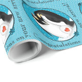 Papier Cadeau Félicitations aux parents de pingouins pour leur n (Coin rond)