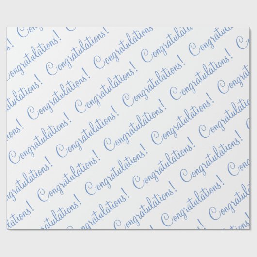 Papier Cadeau Félicitations Baby shower Mariage de script bleu (Plat)