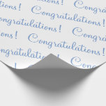 Papier Cadeau Félicitations Baby shower Mariage de script bleu<br><div class="desc">Félicitation ! Papier bleu pour un mariage,  douche nuptiale,  baby shower,  promotion,  nouveau bébé,  etc. Simple et doux.</div>