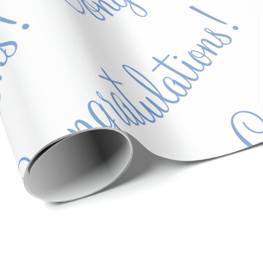 Papier Cadeau Félicitations Baby shower Mariage de script bleu (Coin rond)