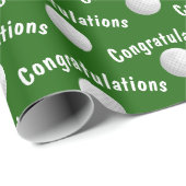Papier Cadeau Félicitations balles de golf sur vert (Coin rond)