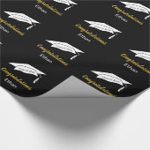 Papier Cadeau Félicitations Black and White Graduate's Name (Coin)