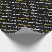 Papier Cadeau Félicitations Black White Gold Classe de 2024 (Coin)