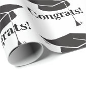 Papier Cadeau Félicitations ! Chapeau diplôme (Coin rond)